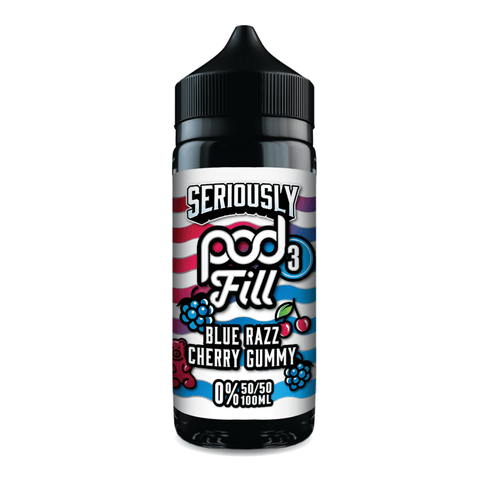 Seriously Pod Fill 3 Blue Razz Cherry Gummy Shortfill E‑Liquid by Doozy Vape – 100ml 50/50 0mg