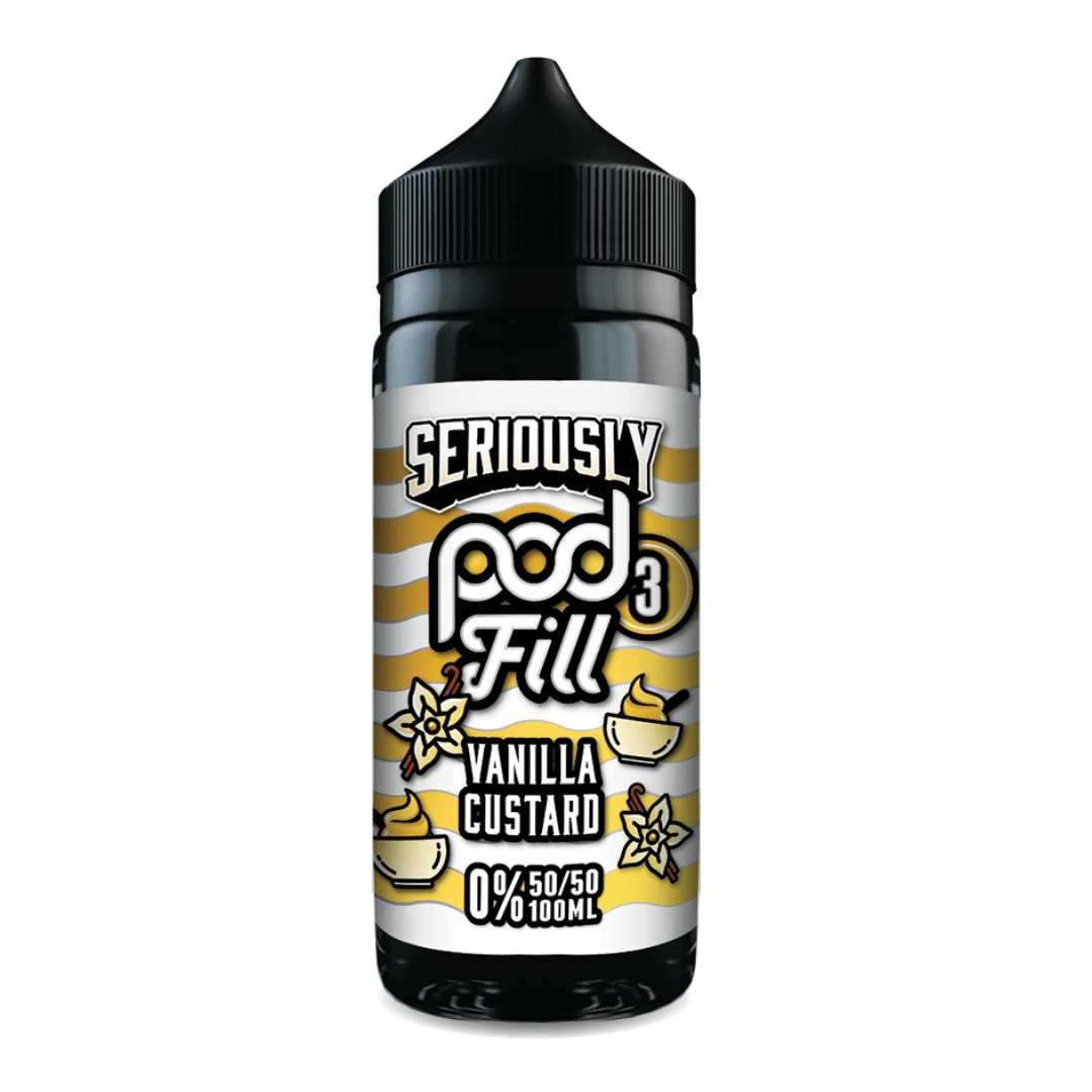 Seriously Pod Fill 3 Vanilla Custard Shortfill E‑Liquid by Doozy Vape – 100ml 50/50 0mg